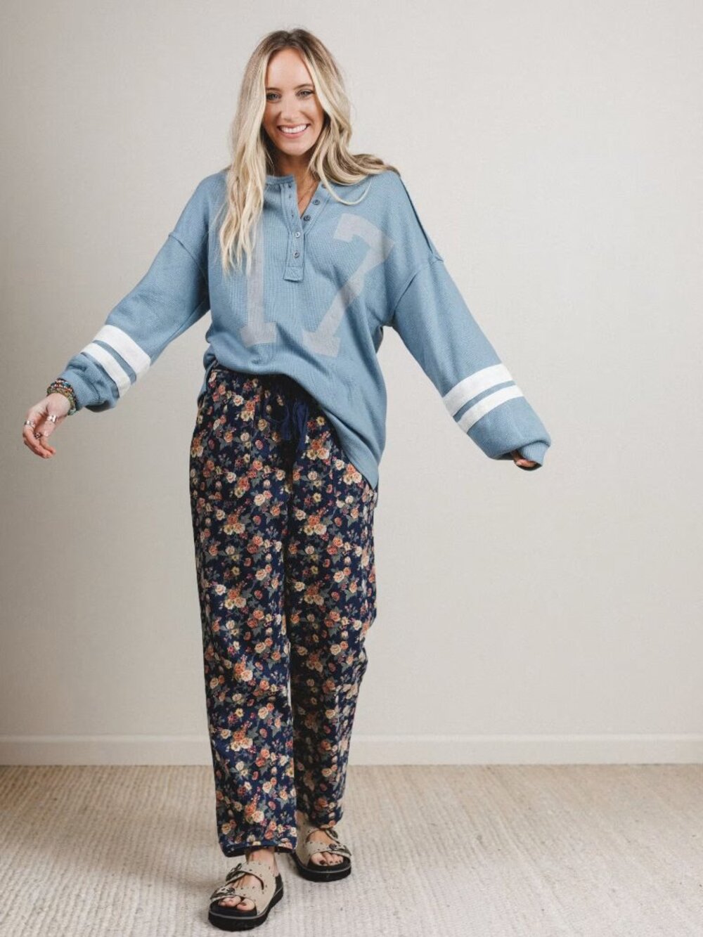 NWT Three Birds Nest Boutique Flower Patch Jeans Pants Cotton Boho Sz. M - Picture 2 of 11